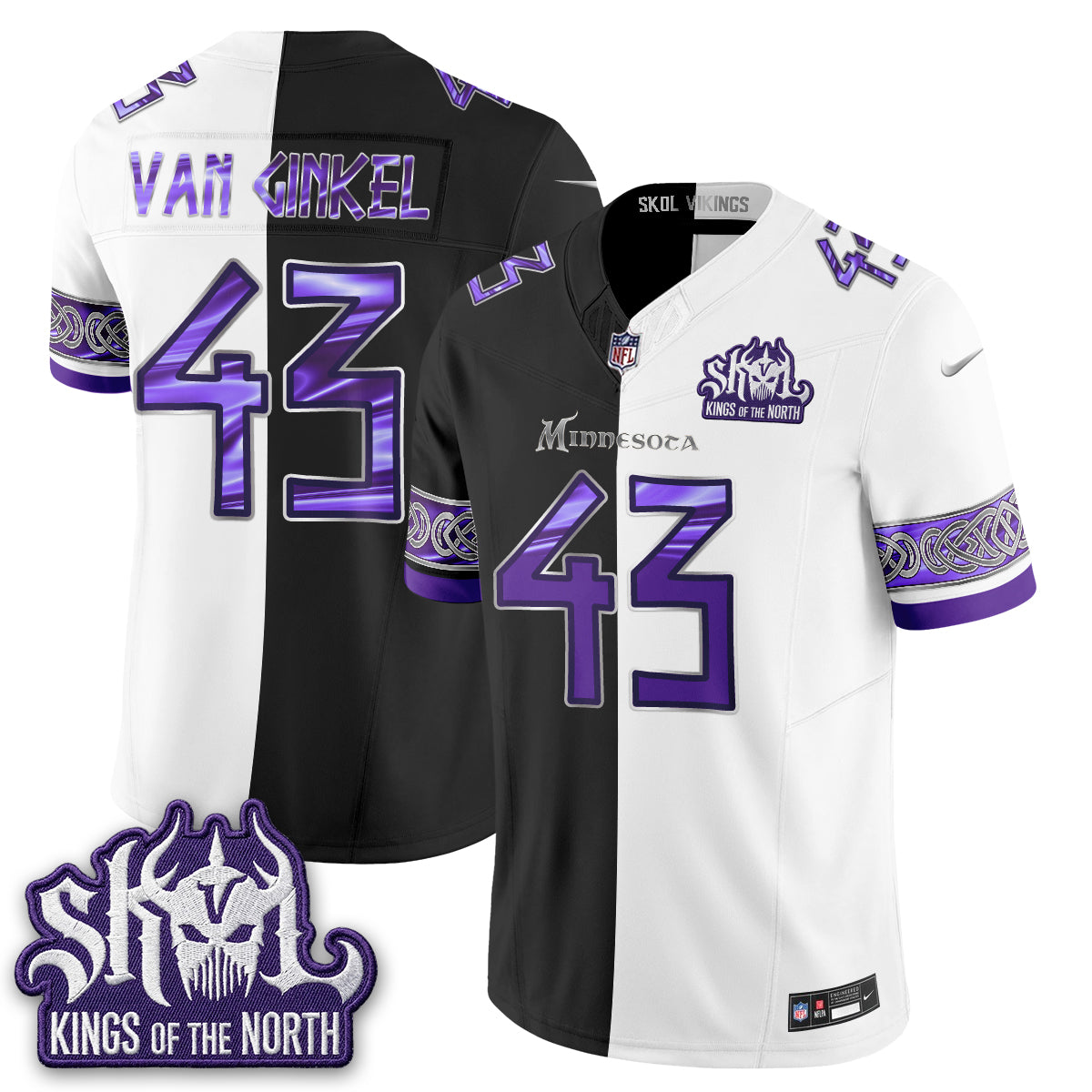 Minnesota Vikings Warrior Split Edition Vapor Jersey - Stitched-NQD