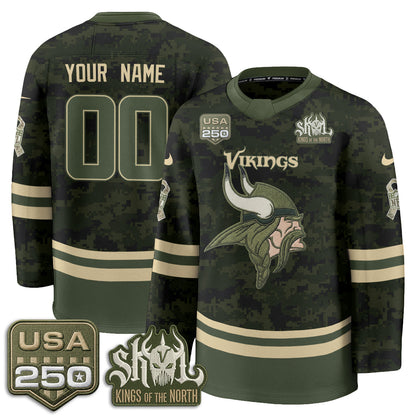 MIN 2026 Salute To Service Edition Custom Hockey Jersey - Printed