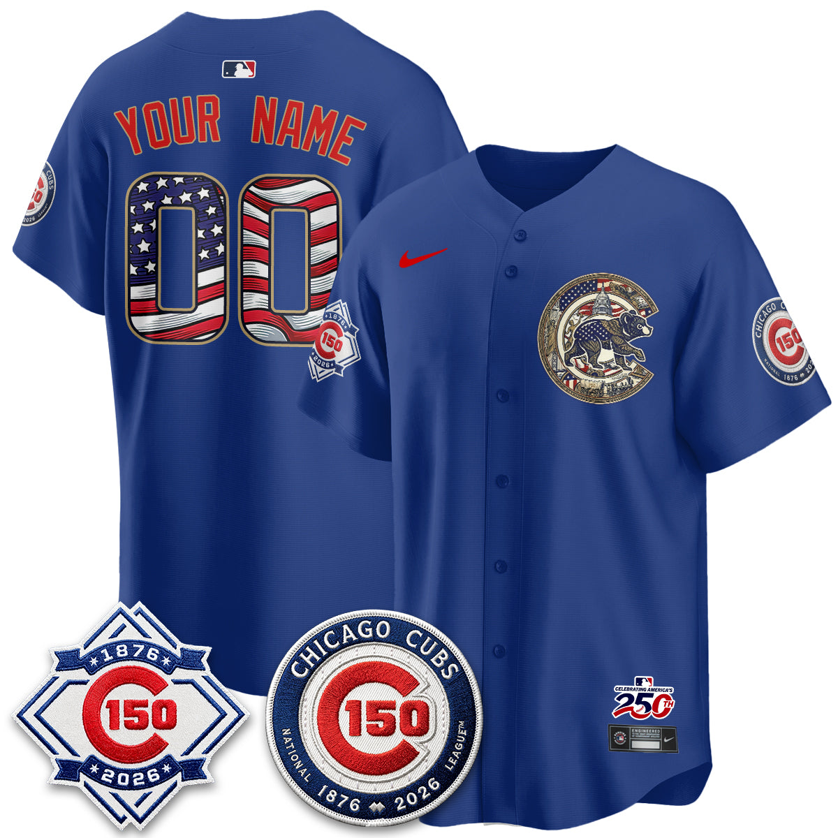Chicago Cubs 2026 Independence Day USA Vapor Limited Custom Jersey - Stitched