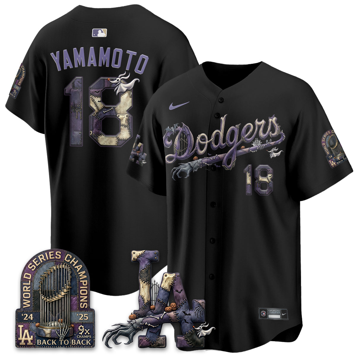 Los Angeles Dodgers Nightmare Edition Vapor Jersey - Stitched