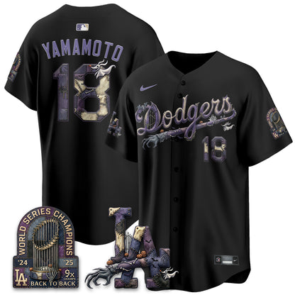Los Angeles Dodgers Nightmare Edition Vapor Jersey - Stitched