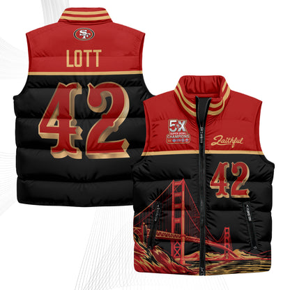 San Francisco 49ers Faithful Puffer Vest - Printed