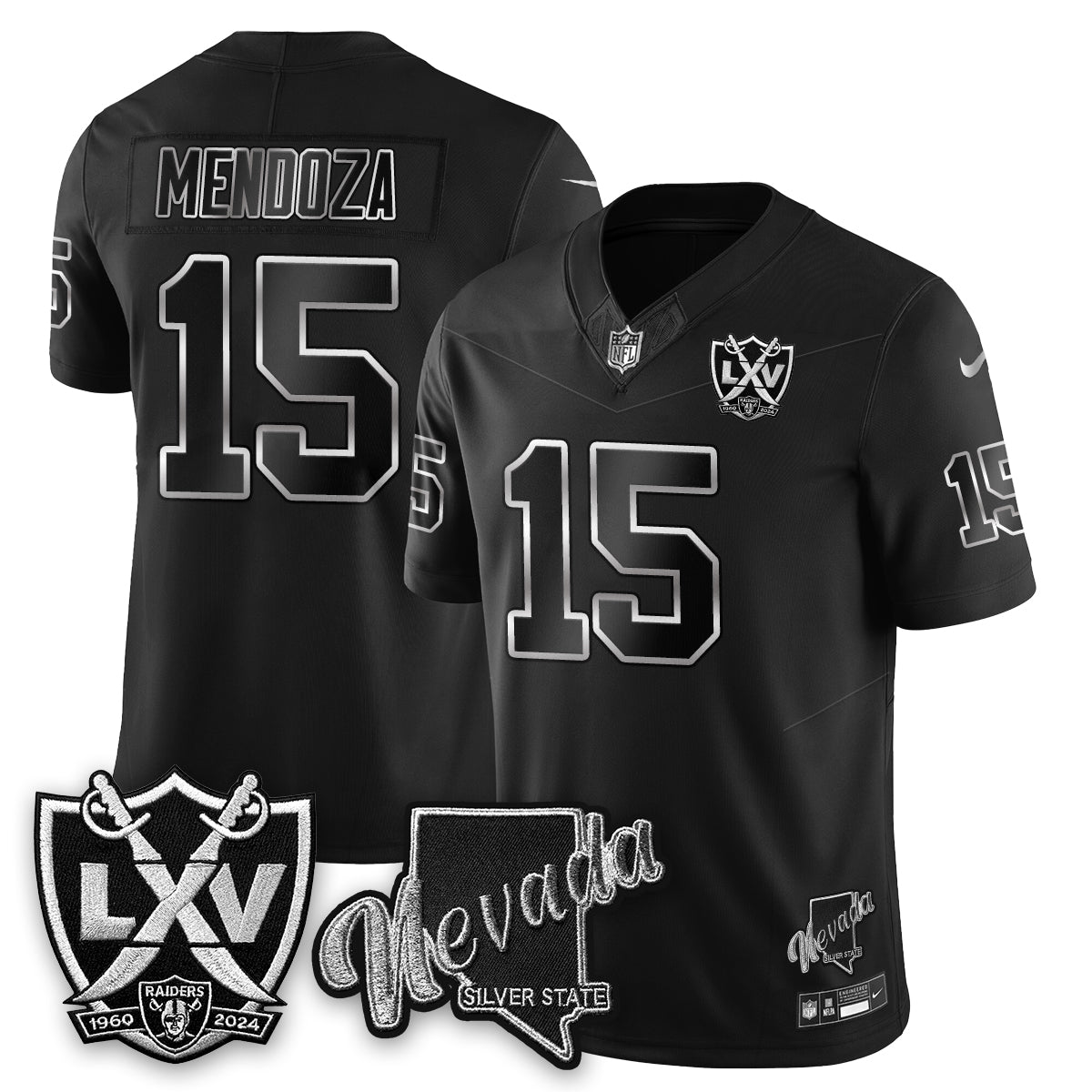 LVR Fernando Mendoza No.1 #15 Black Gold Edition Jersey - All Stitched
