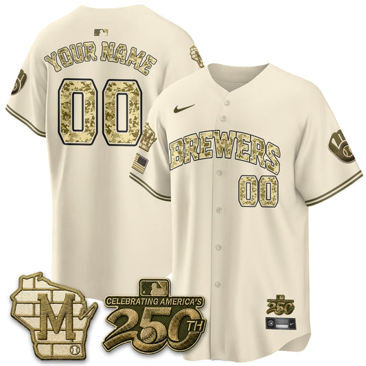 Milwaukee Brewers Salute to Service 2026 Vapor Limited Custom Jersey - All Stitched