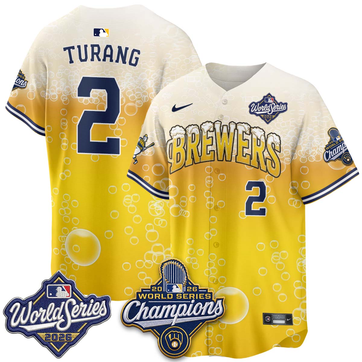 Milwaukee Brewers "Pitcher & Pint" 2026 WS Champions Vapor Jersey - Stitched