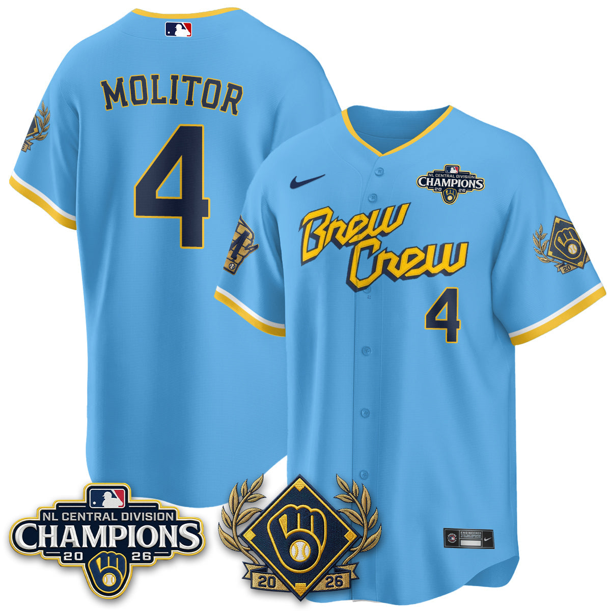 MIL 2026 NL Division Champs Vapor Blue Jersey - Stitched