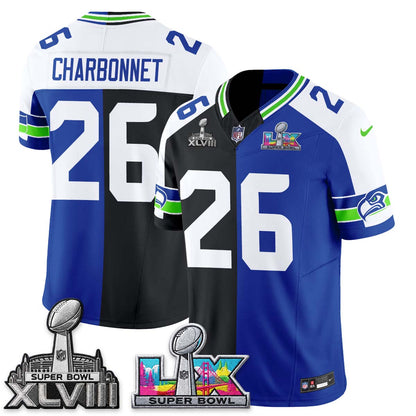 Seattle Seahawks Throwback 2 SB Patches Vapor Jersey - Stitched-NQD