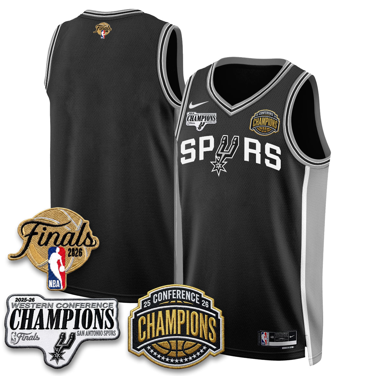 San Antonio Spurs 2026 NBA Western Conference Champions Vapor Jersey - Stitched