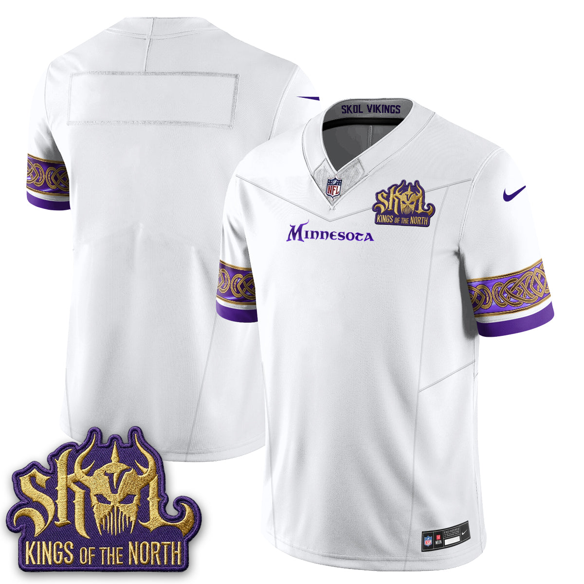 Minnesota Vikings Fangear Edition Warrior Skol Patch Vapor Jersey - Stitched