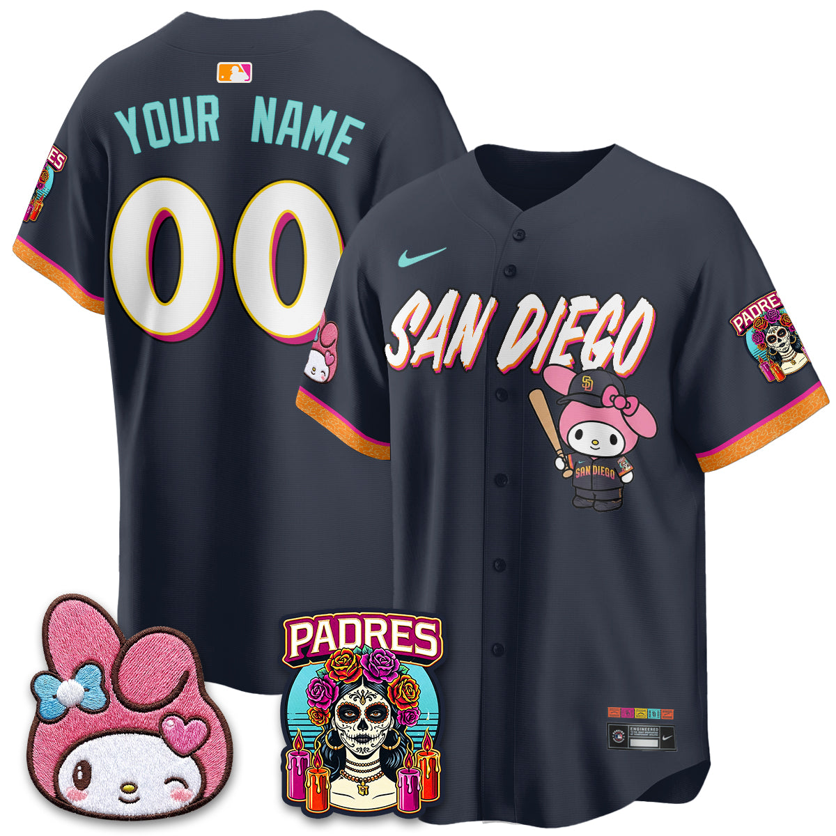 San Diego Padres x Pink Sanrio Friend Vapor Custom Jersey - Stitched