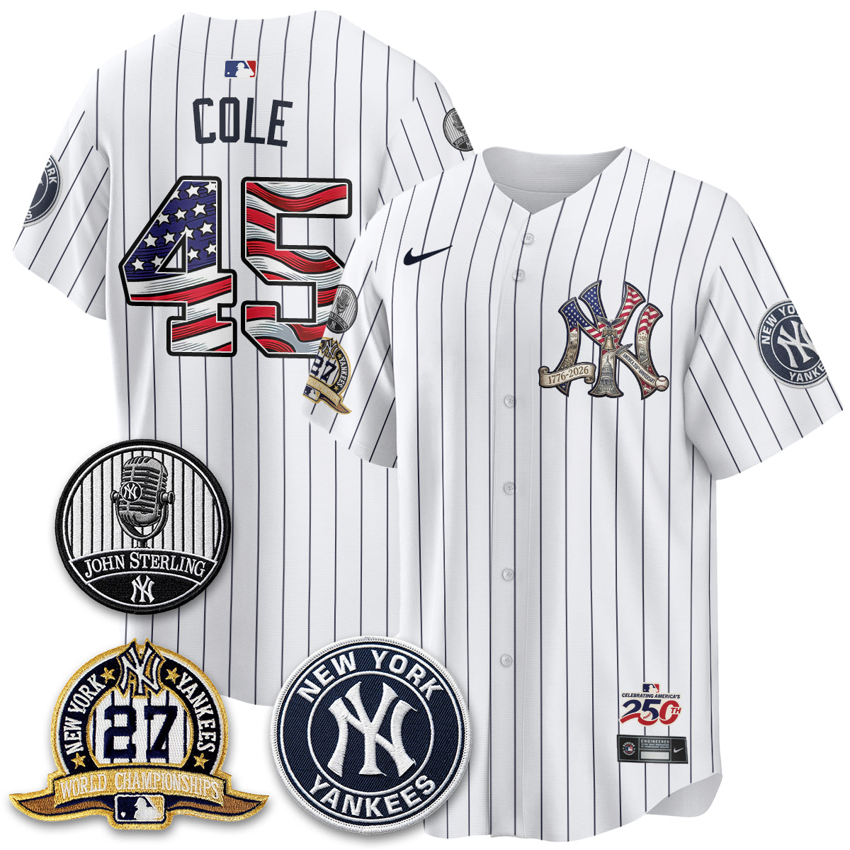 New York Yankees Independence Day USA Vapor Limited Jersey - Stitched