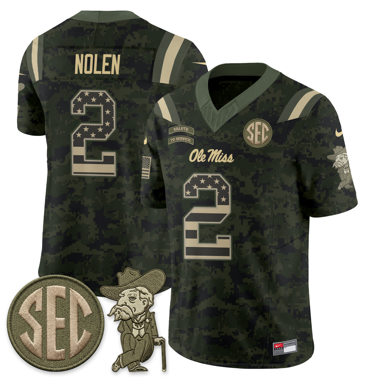 Ole Miss Rebels 2026 Salute to Service Vapor Jersey - Stitched