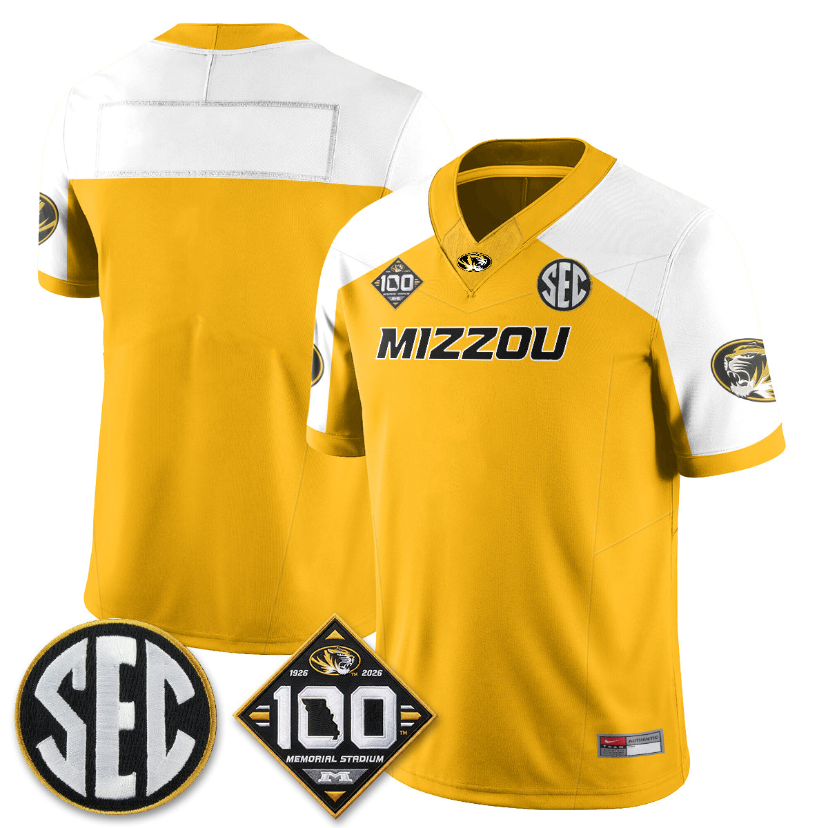 Missouri Tigers 100th Anniversary of Memorial Stadium Vapor Jersey - Stitched