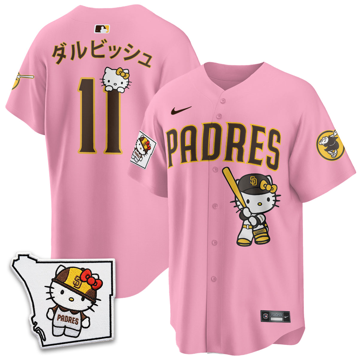 San Diego Padres x Meow KT Pink Edition Vapor Jersey - Stitched