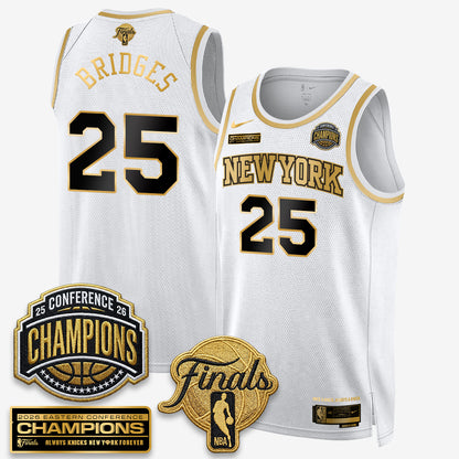 New York Knicks 2026 NBA Eastern Conference Champions White Gold Edition Jersey - Stitched