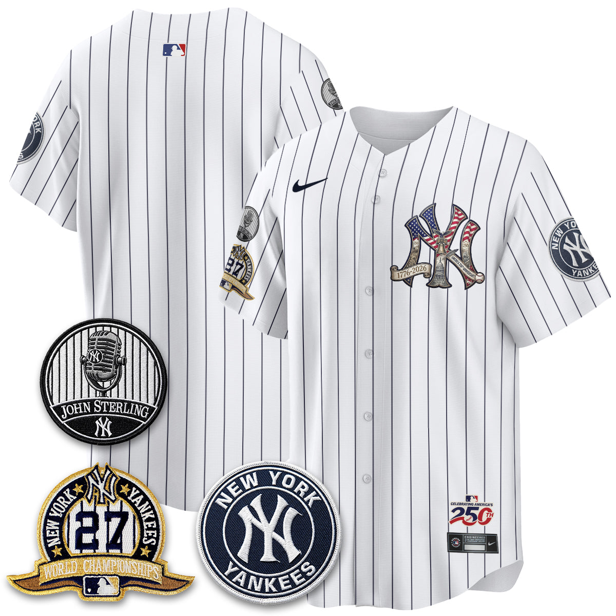 New York Yankees Independence Day USA Vapor Limited Jersey - Stitched
