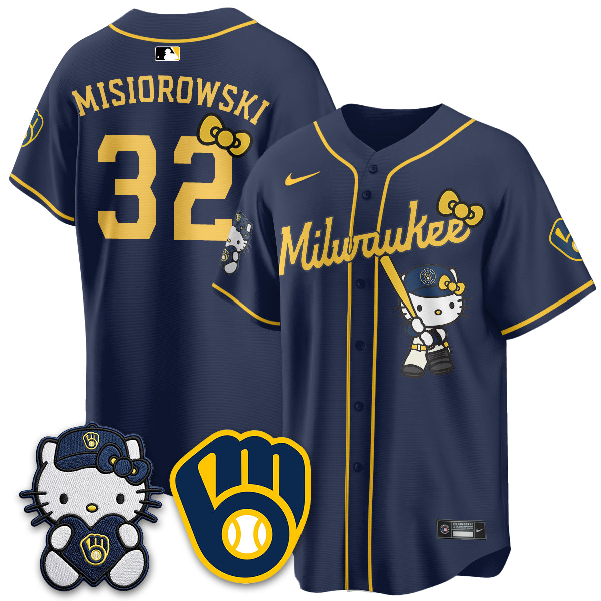 Milwaukee Brewers Meow KT Night Vapor Limited Jersey - Stitched