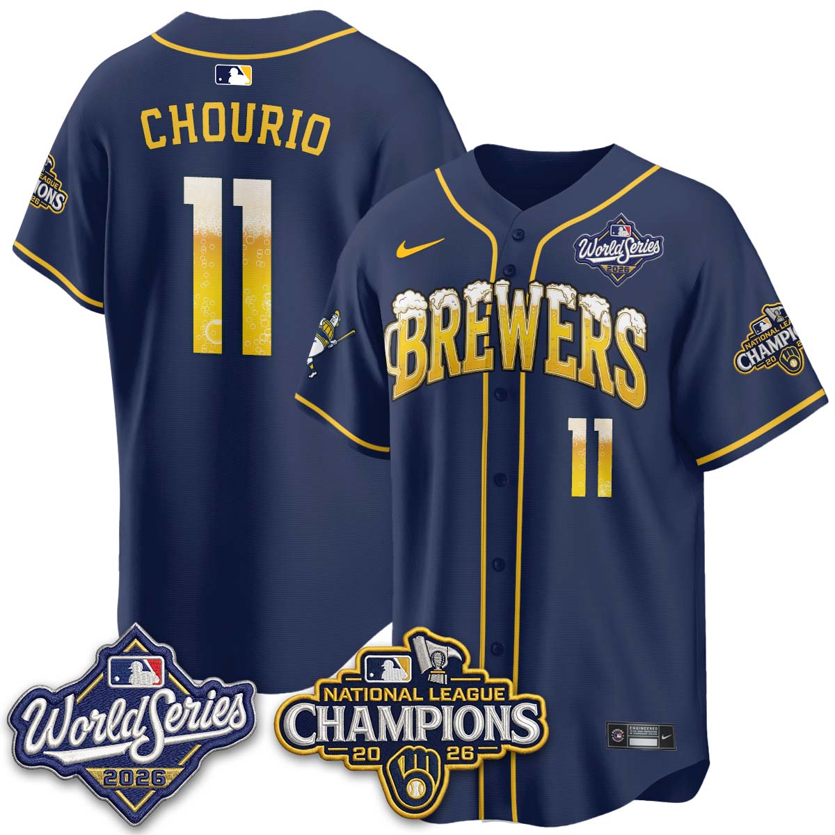 Milwaukee Brewers "Pitcher & Pint" WS26 & 2026 NL Champions Vapor Jersey - Stitched (V2)