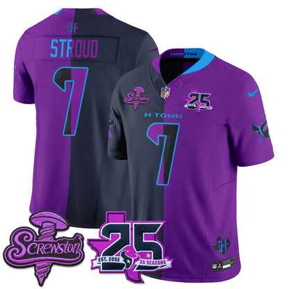 Houston Texans DJ Screw Split Vapor Jersey - Stitched