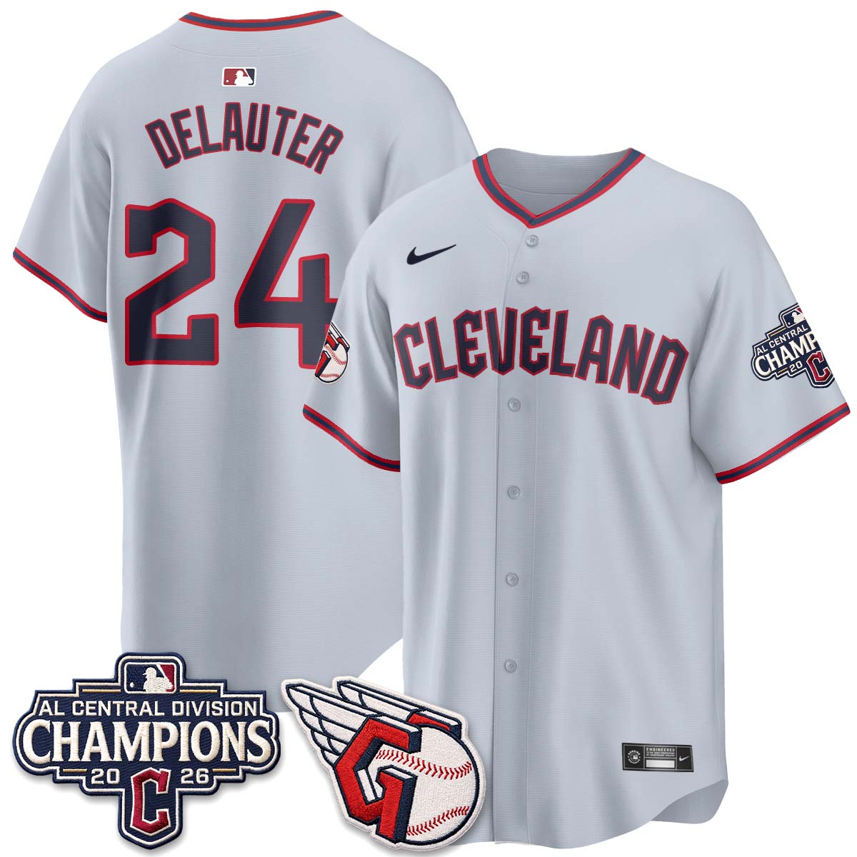 Cleveland Guardians 2026 AL Central Champs Vapor Jersey - Stitched