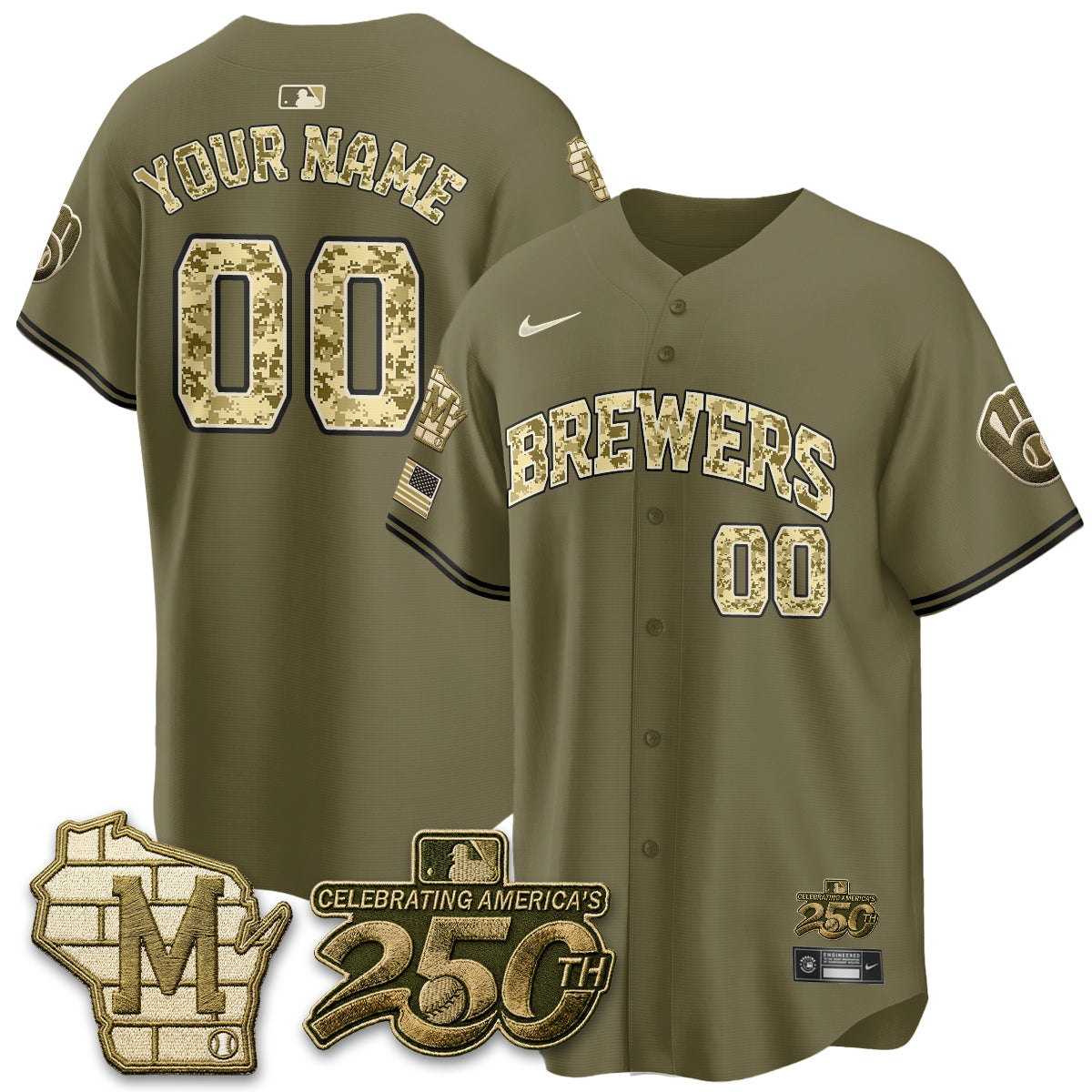 Milwaukee Brewers Salute to Service 2026 Vapor Limited Custom Jersey - All Stitched