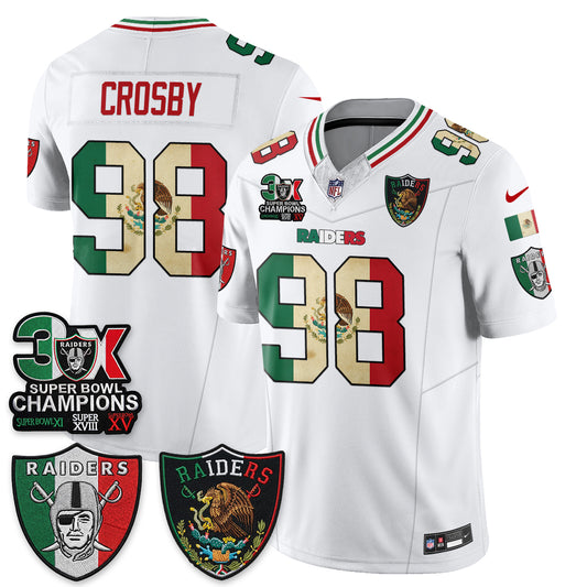 Las Vegas Raiders 3X Champs Mexico Edition Vapor Jersey - Stitched-NQD