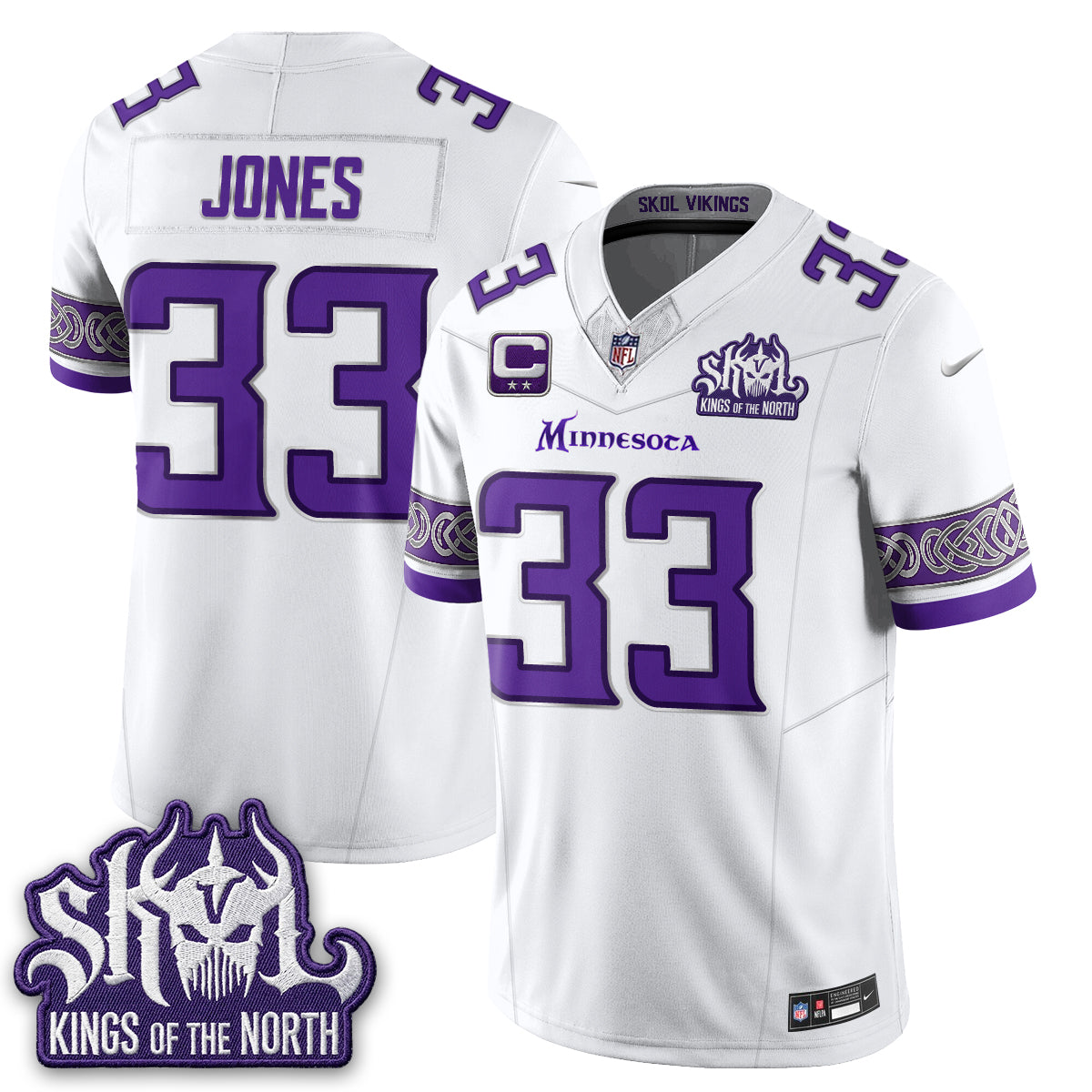 Minnesota Vikings Fangear Edition Warrior Skol Patch Vapor Jersey - Stitched