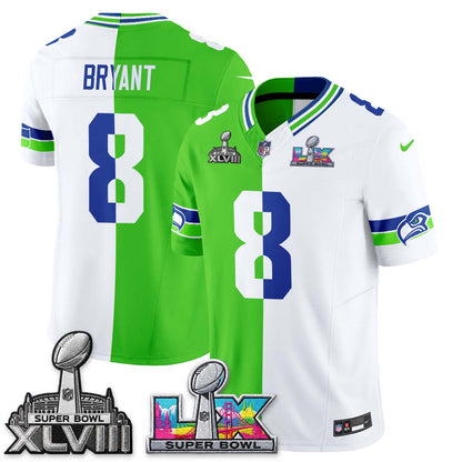 Seattle Seahawks Throwback 2 SB Patches Vapor Jersey - Stitched-NQD