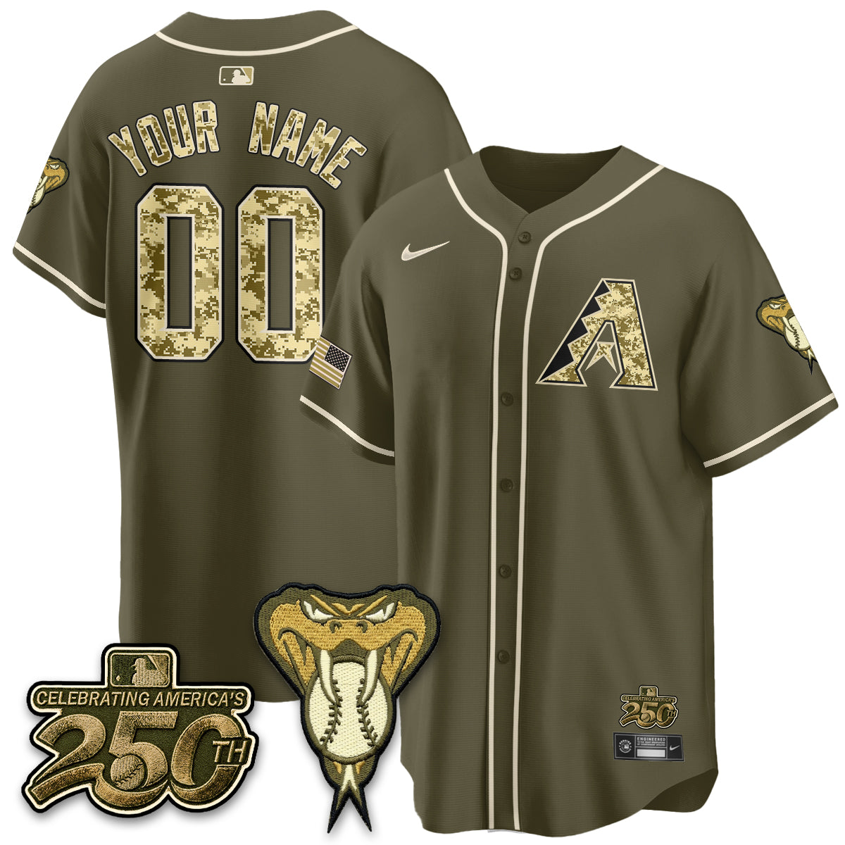 Arizona Diamondbacks Salute to Service 2026 Vapor Premier Limited Custom Jersey - All Stitched