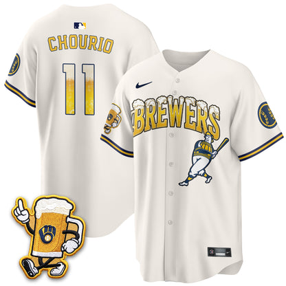 Milwaukee Brewers "Pitcher & Pint" Edition Vapor Jersey V2 - Stitched
