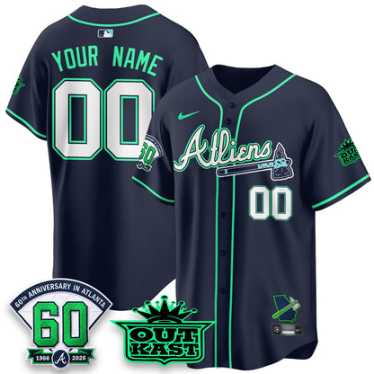 Atlanta Braves x Atliens Cool Base Galaxy Version Custom Jersey - Stitched