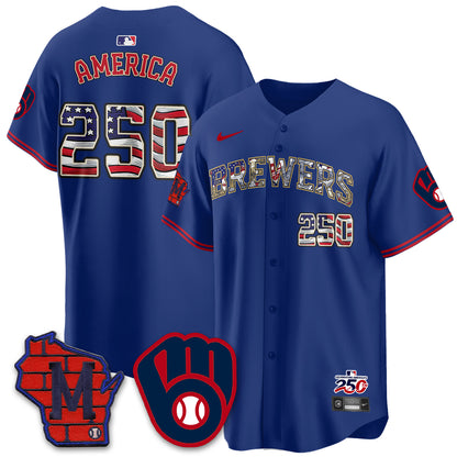 Milwaukee Brewers 2026 Independence Day USA Vapor Limited Jersey - Stitched