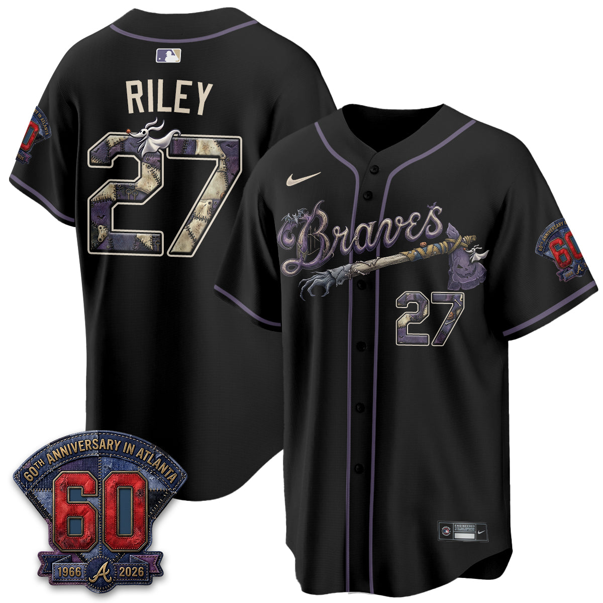 Atlanta Braves Nightmare Edition Vapor Jersey - Stitched