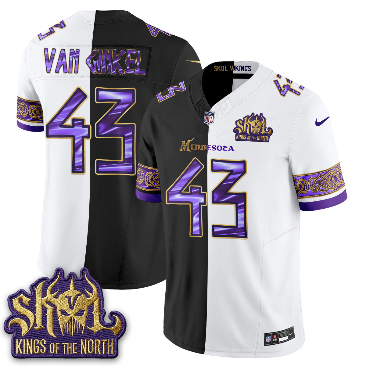 Minnesota Vikings Warrior Split Edition Vapor Jersey - Stitched-NQD