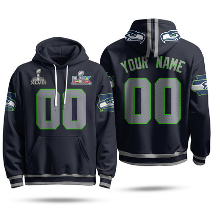 Seattle Seahawks S.Bowl Champs Custom Hoodie - Stitched
