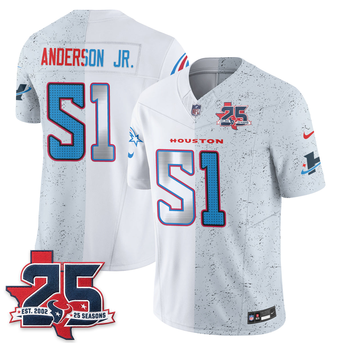 Houston Texans Fan Gear Split Vapor Jersey - Stitched