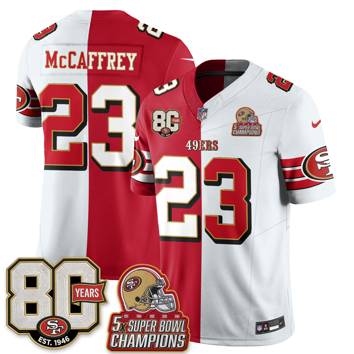 San Francisco 49ers Split Style Vapor Jersey - Stitched