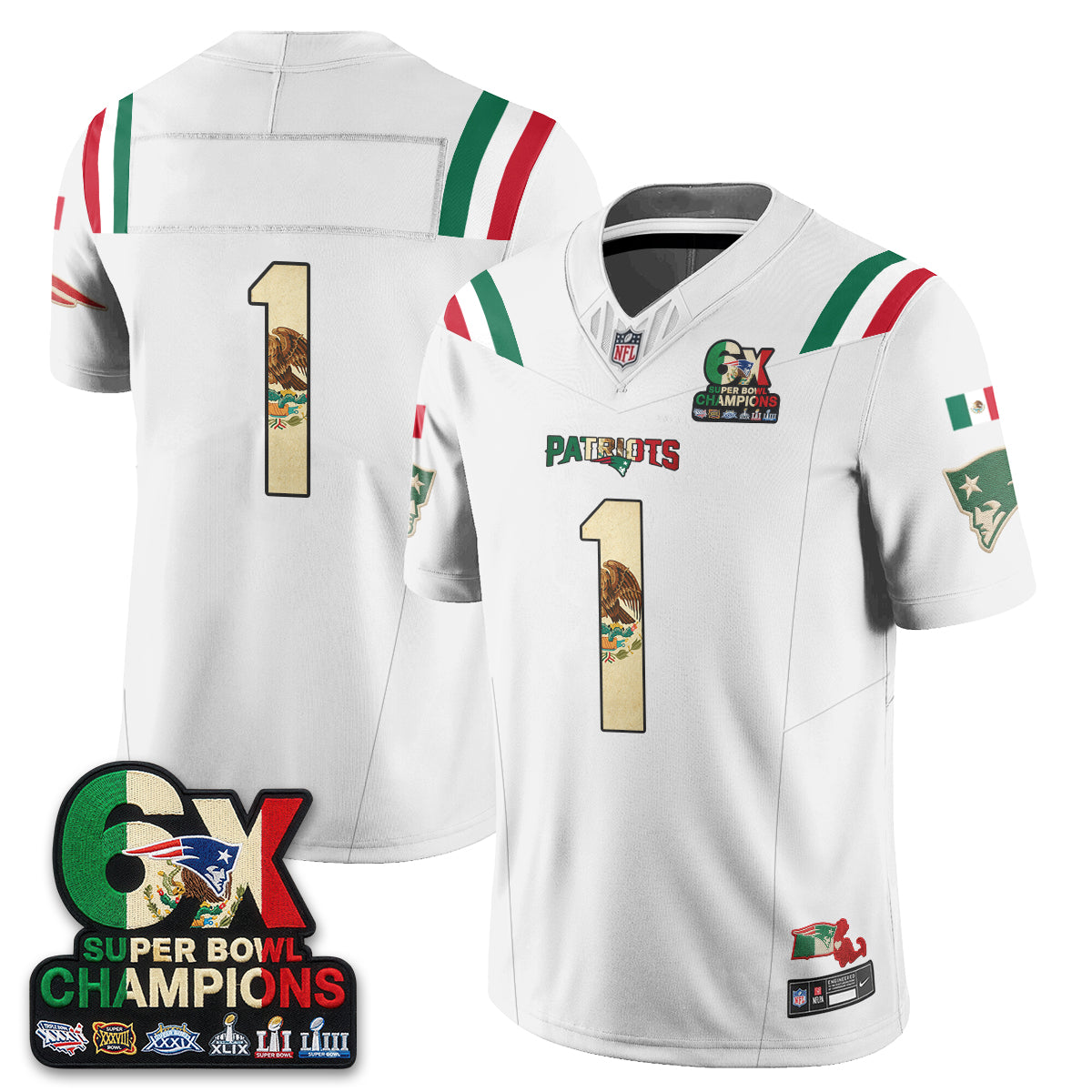 New England Patriots Mexico Edition Vapor Jersey - Stitched