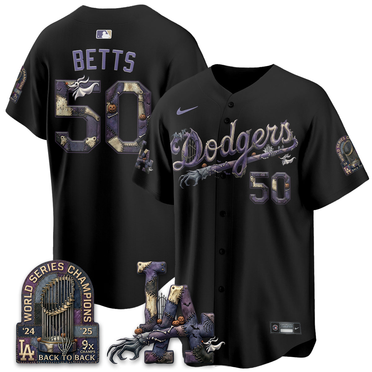 Los Angeles Dodgers Nightmare Edition Vapor Jersey - Stitched