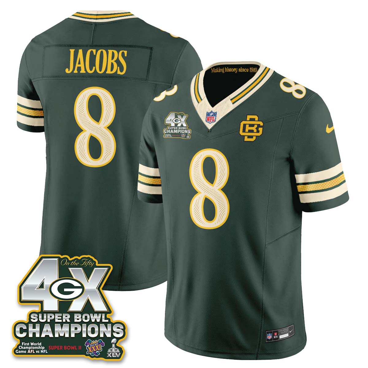 Green Bay Packers 2026 Rivalries 4X Champs Vapor Jersey - Stitched