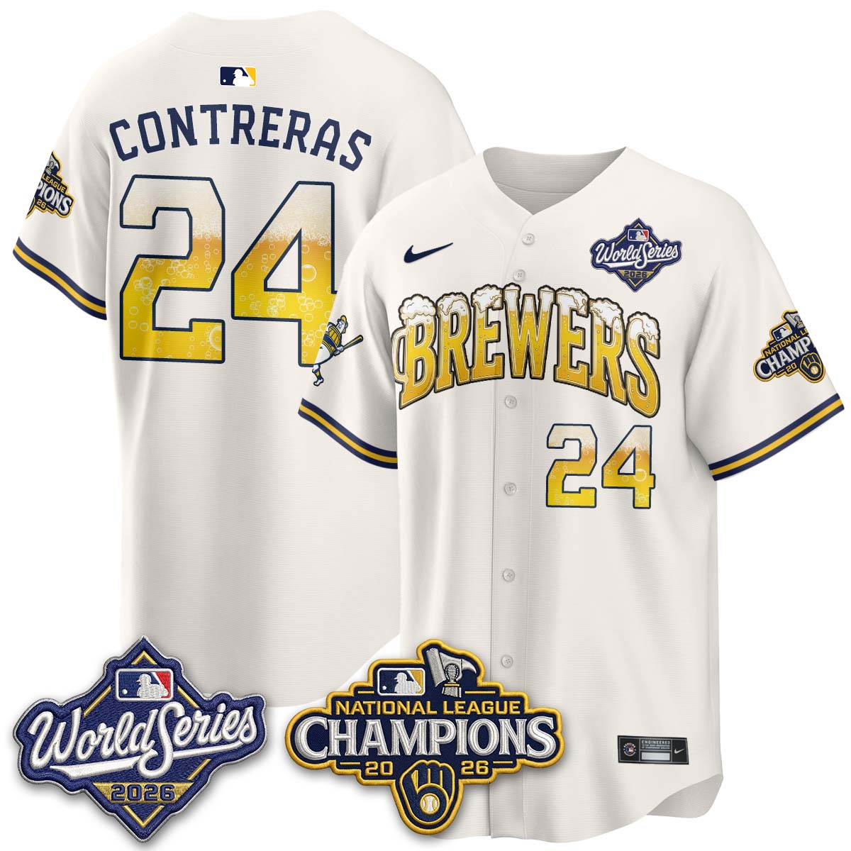 Milwaukee Brewers "Pitcher & Pint" WS26 & 2026 NL Champions Vapor Jersey - Stitched (V2)