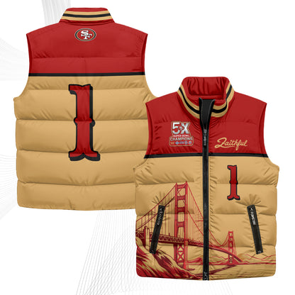 San Francisco 49ers Faithful Puffer Vest - Printed