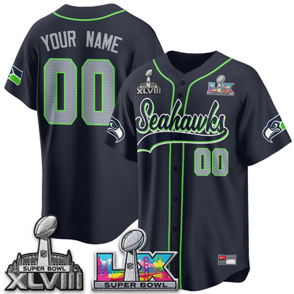 Seattle Seahawks S.Bowl Champs Baseball Vapor Custom Jersey - Stitched