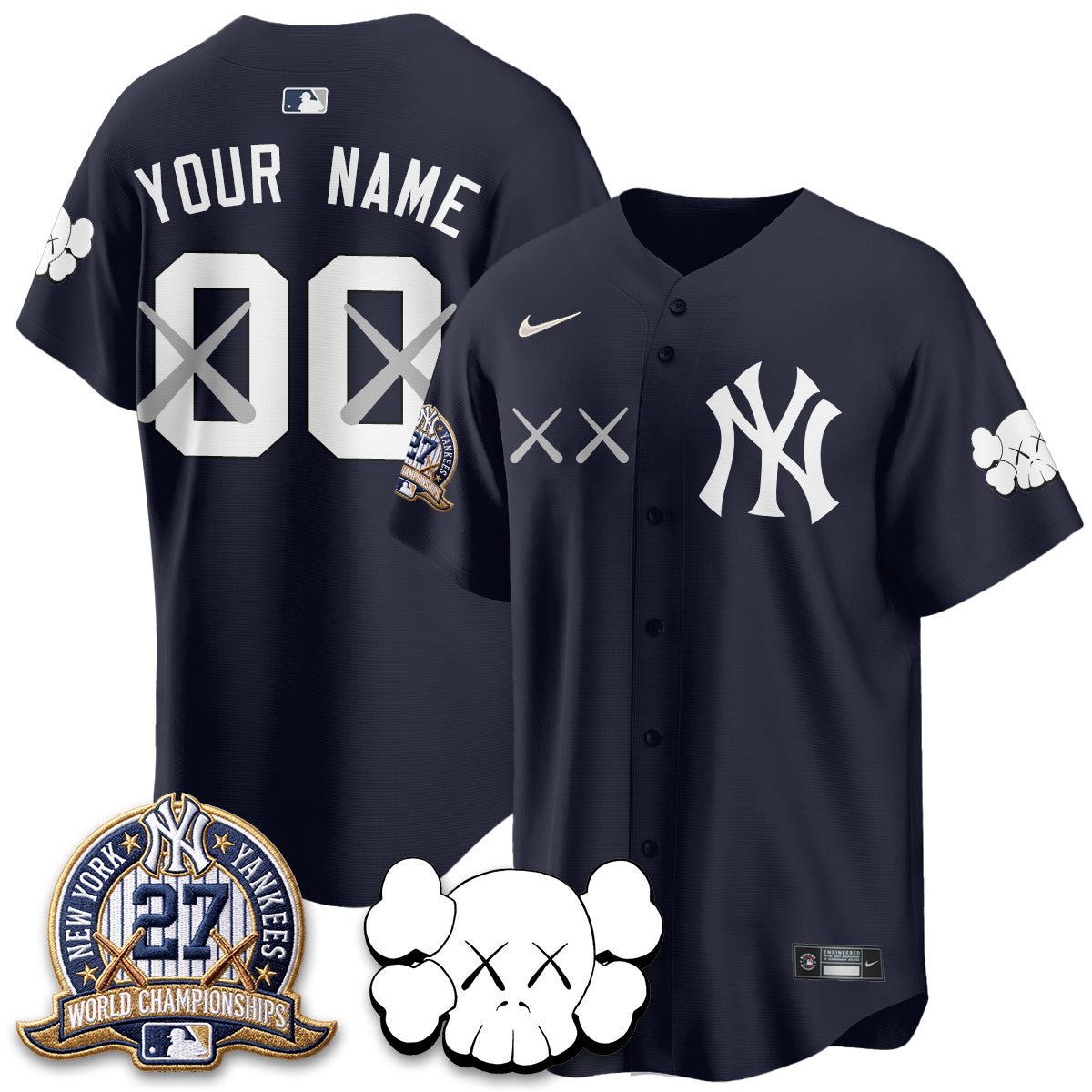 New York Yankees x KAWS Edition Vapor Custom Jersey - Stitched
