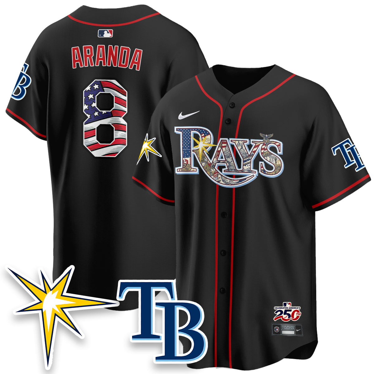 Tampa Bay Rays Independence Day USA 2026 Vapor Limited Jersey - Stitched