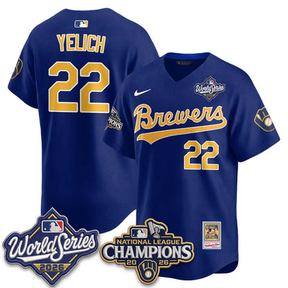 Milwaukee Brewers 2026 NL Champions Throwback Jersey - Stitched