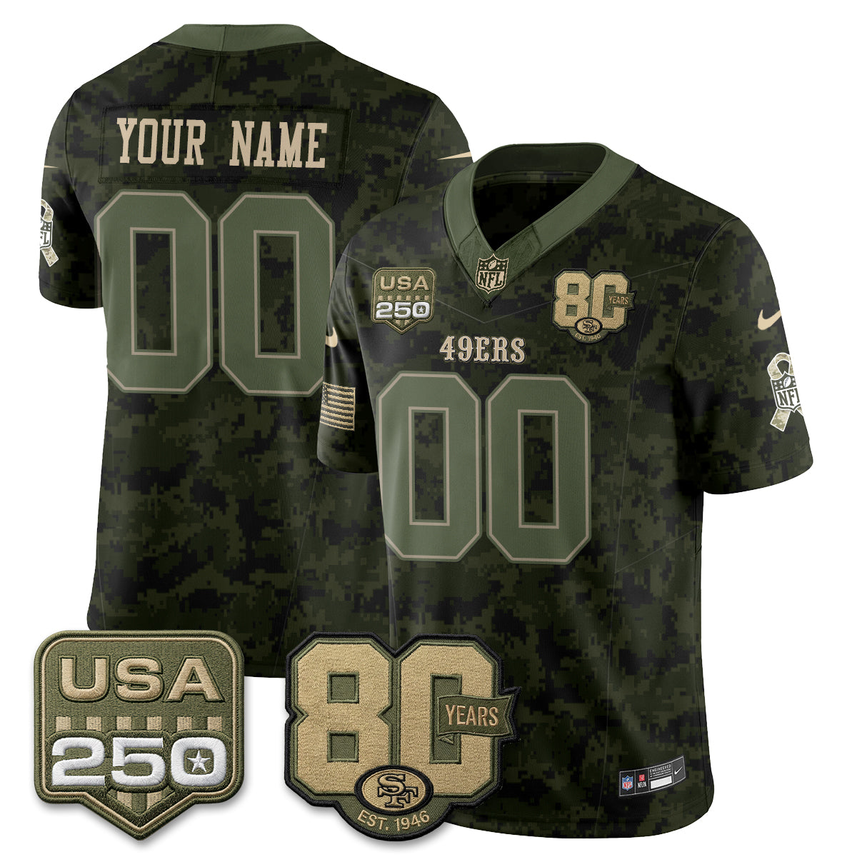 San Francisco 49ers 2026 Salute to Service Edition Vapor Custom Jersey - Stitched-NQD