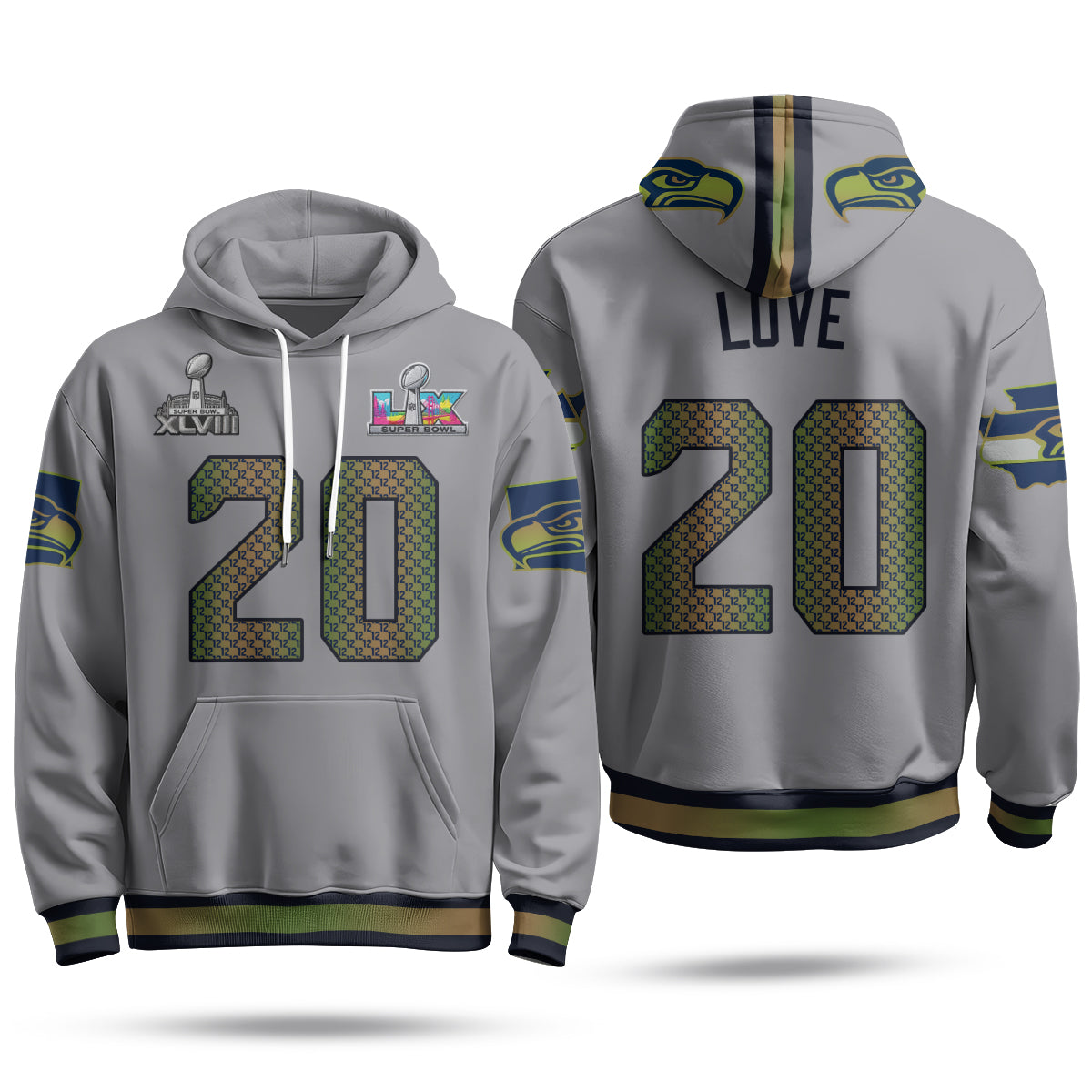 Seattle Seahawks S.Bowl Champs Hoodie - Stitched
