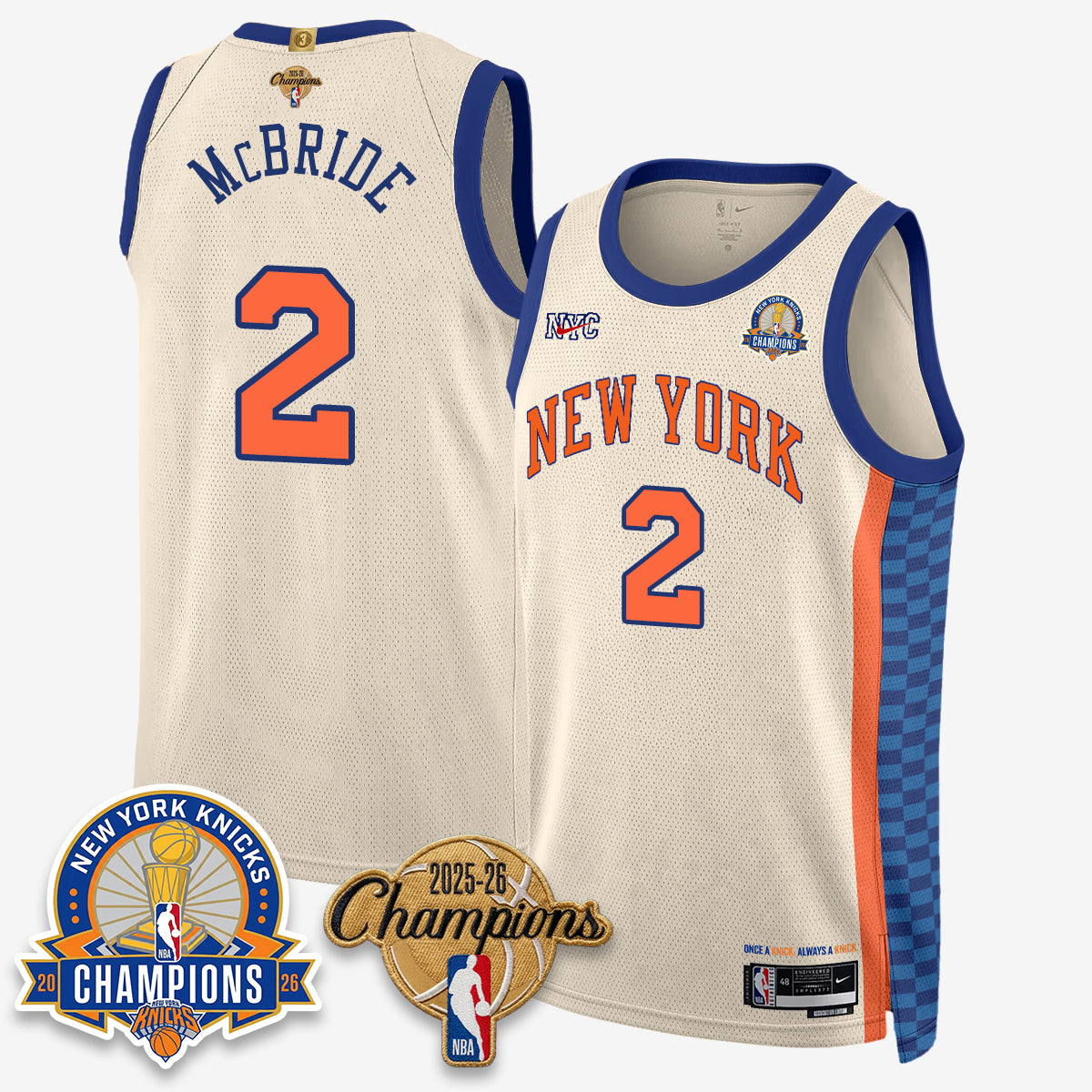 New York Knicks 2026 Basketball Champions Gold Edition Vapor Jersey- Stitched