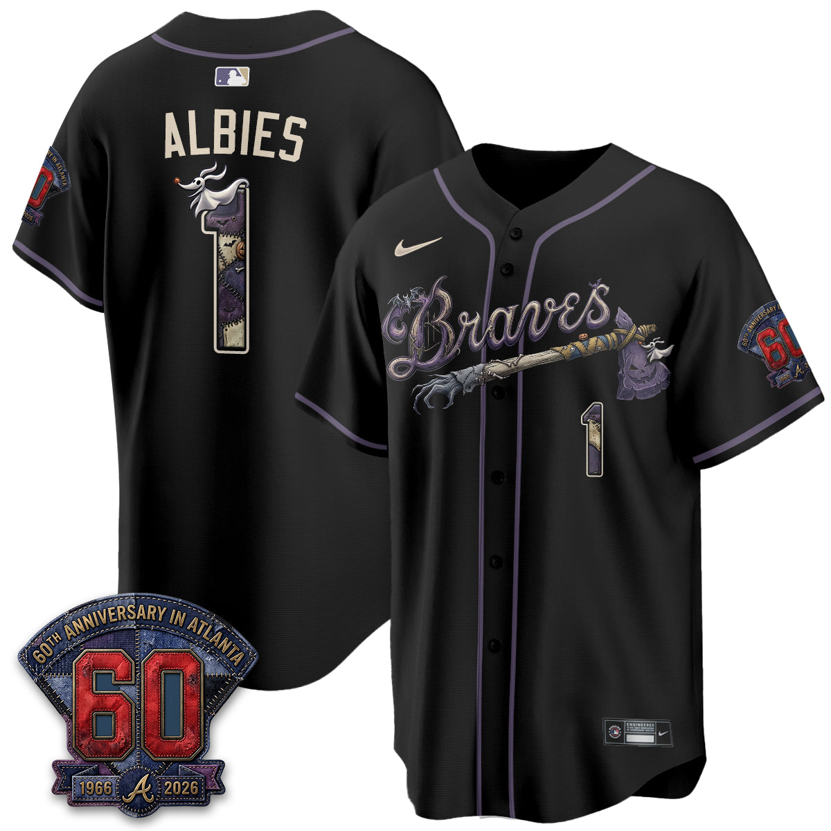 Atlanta Braves Nightmare Edition Vapor Jersey - Stitched